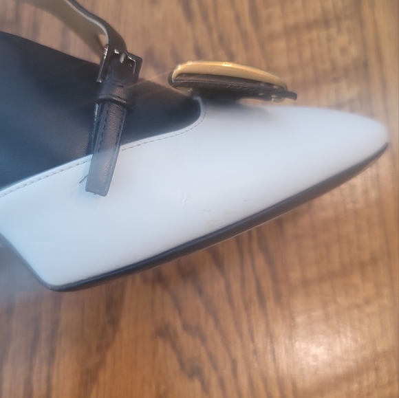 Louis Vuitton Headline White Black Gold Monogram Slingback Pumps Shoes Heels - Picture 9 of 16